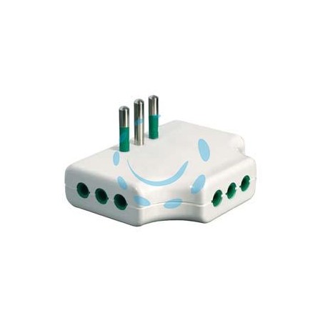 ADATTATORE TRIPLO PIATTO 2 POLI + TERRA 10A BIANCO - bianco 82250