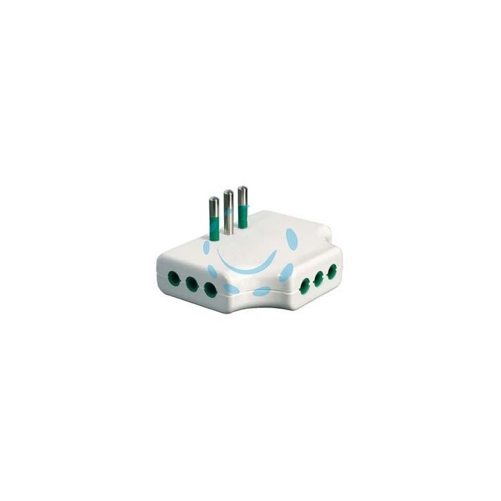 ADATTATORE TRIPLO PIATTO 2 POLI + TERRA 10A BIANCO - bianco 82250
