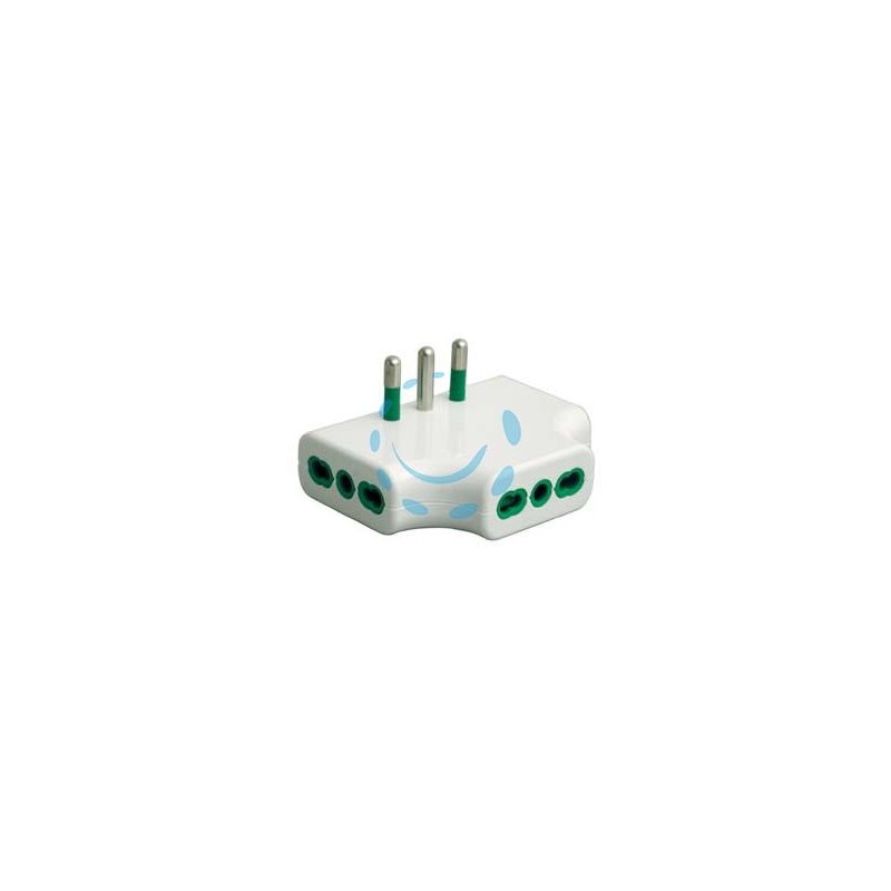 ADATTATORE TRIPLO PIATTO 2 POLI + TERRA 16A - bianco 82220