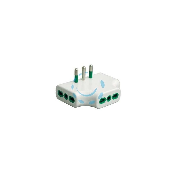 ADATTATORE TRIPLO PIATTO 2 POLI + TERRA 16A - bianco 82220