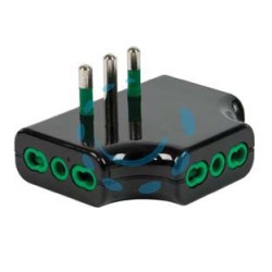 ADATTATORE TRIPLO PIATTO 2 POLI + TERRA 16A - nero 82221