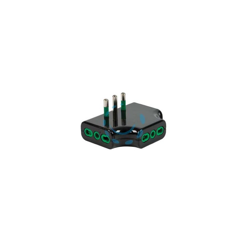 ADATTATORE TRIPLO PIATTO 2 POLI + TERRA 16A - nero 82221