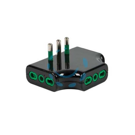 ADATTATORE TRIPLO PIATTO 2 POLI + TERRA 16A - nero 82221