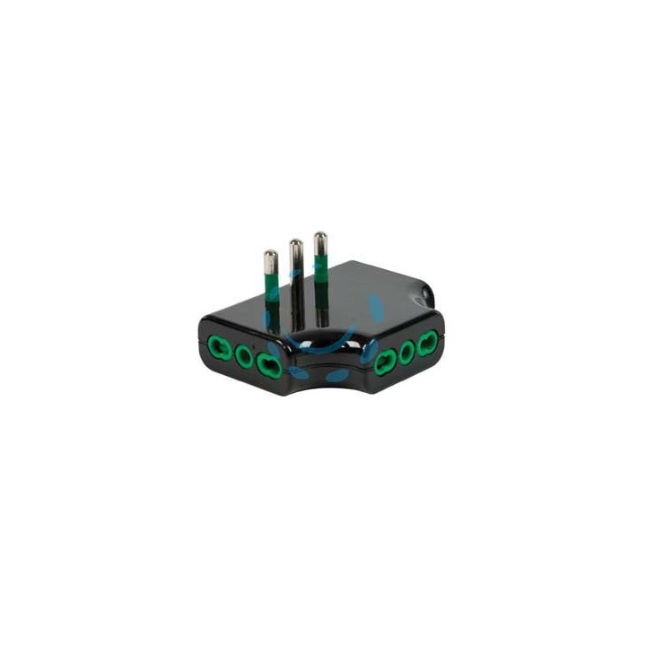ADATTATORE TRIPLO PIATTO 2 POLI + TERRA 16A - nero 82221