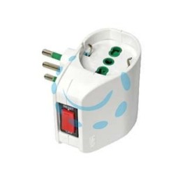 ADATTATORE DOPPIO SCHUKO 2 POLI + TERRA 10A CON INTERRUTTORE - bianco 87310