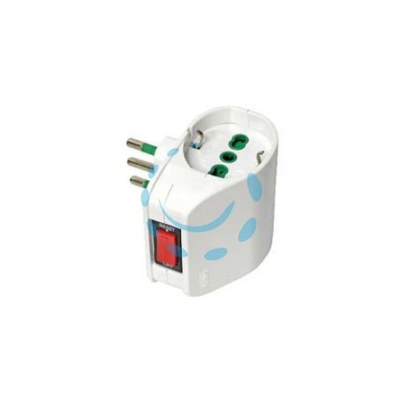 ADATTATORE DOPPIO SCHUKO 2 POLI + TERRA 10A CON INTERRUTTORE - bianco 87310