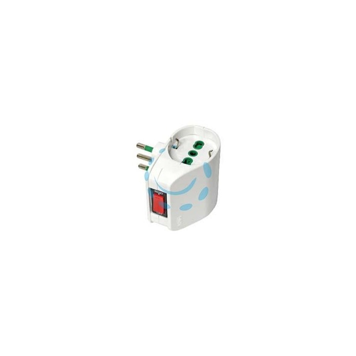 ADATTATORE DOPPIO SCHUKO 2 POLI + TERRA 10A CON INTERRUTTORE - bianco 87310