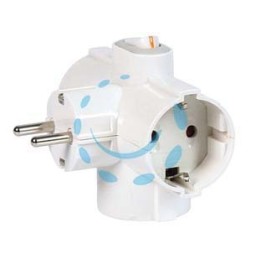 ADATTATORE TRIPLO SCHUKO 2 POLI + TERRA 16A CON INTERRUTTORE BIPOLARE - bianco 82260
