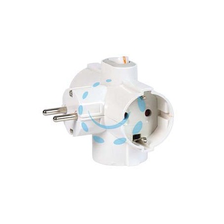 ADATTATORE TRIPLO SCHUKO 2 POLI + TERRA 16A CON INTERRUTTORE BIPOLARE - bianco 82260
