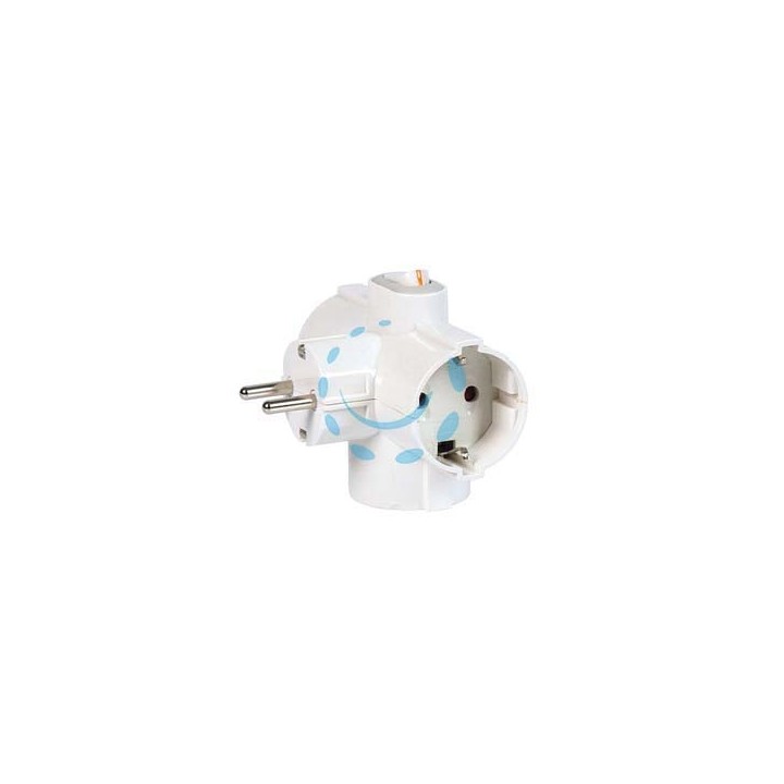 ADATTATORE TRIPLO SCHUKO 2 POLI + TERRA 16A CON INTERRUTTORE BIPOLARE - bianco 82260