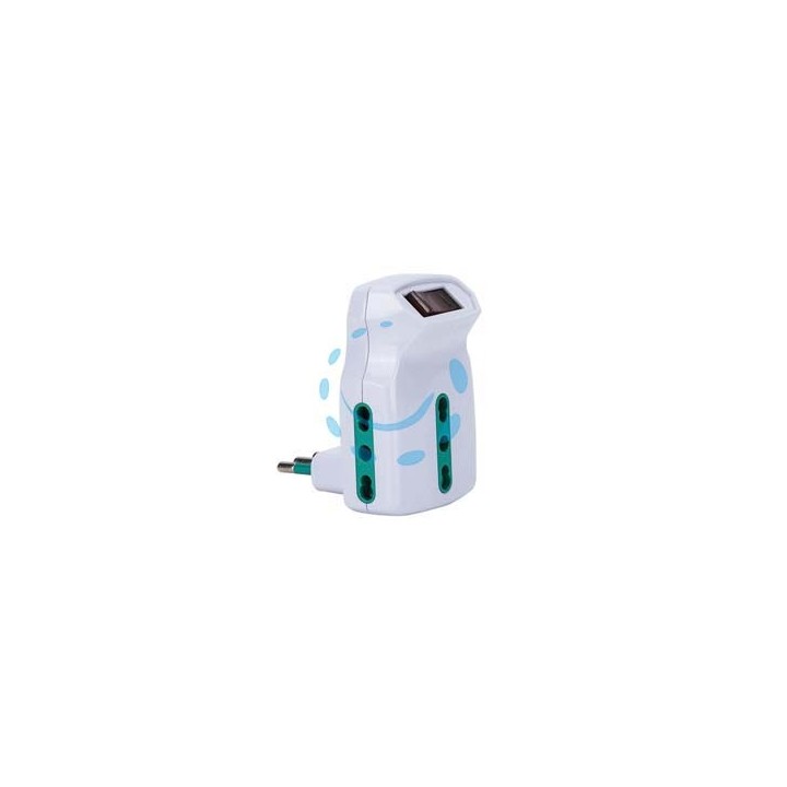 ADATTATORE TRIPLO SHUKO 2 POLI + TERRA 10A CON INTERRUTTORE - bianco 87315
