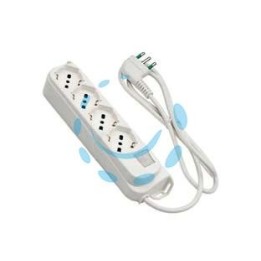 MULTIPRESA 4 POSTI BIPASSO+SCHUKO C/INTERR.TERMICO 2 POLI+ T16A RETAIL - bianca 474204