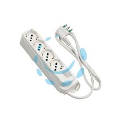 MULTIPRESA 4 POSTI BIPASSO+SCHUKO C/INTERR.TERMICO 2 POLI+ T16A RETAIL - bianca 474204