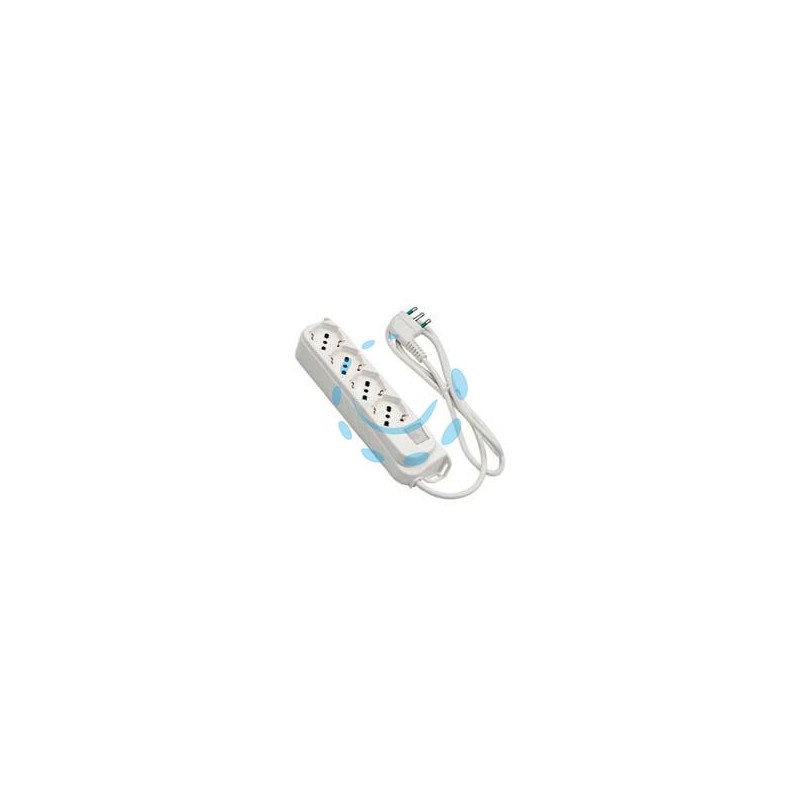 MULTIPRESA 4 POSTI BIPASSO+SCHUKO C/INTERR.TERMICO 2 POLI+ T16A RETAIL - bianca 474204