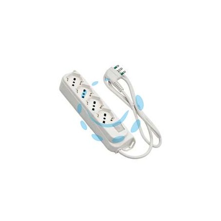 MULTIPRESA 4 POSTI BIPASSO+SCHUKO C/INTERR.TERMICO 2 POLI+ T16A RETAIL - bianca 474204