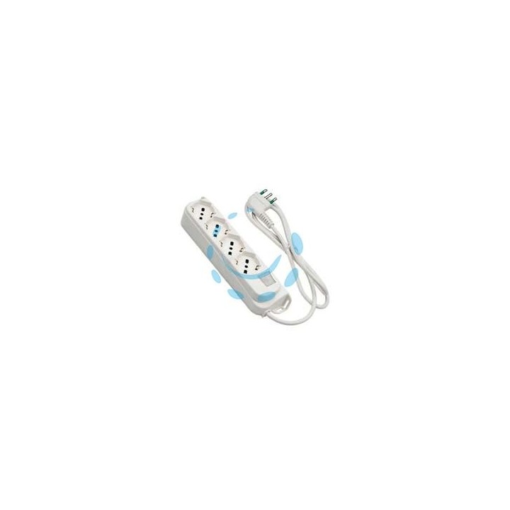 MULTIPRESA 4 POSTI BIPASSO+SCHUKO C/INTERR.TERMICO 2 POLI+ T16A RETAIL - bianca 474204