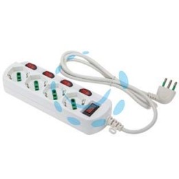 MULTIPRESA 4 POSTI BIPASSO+1SCHUKO C/INTER.SU OGNI PRESA LINEA RETAIL - bianca 474344