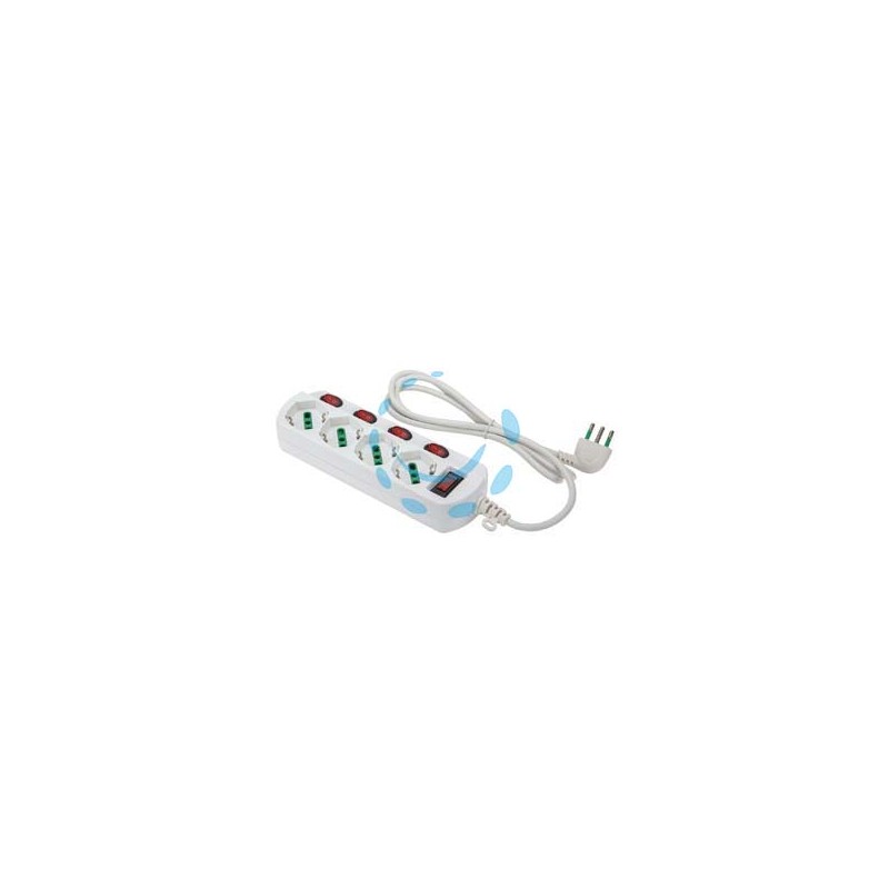 MULTIPRESA 4 POSTI BIPASSO+1SCHUKO C/INTER.SU OGNI PRESA LINEA RETAIL - bianca 474344