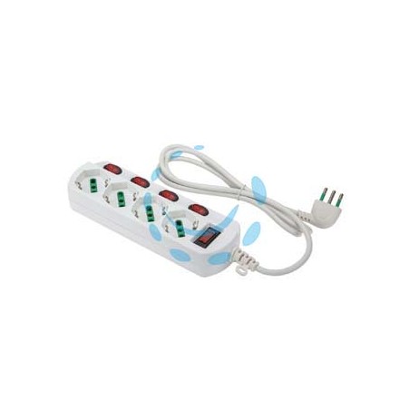 MULTIPRESA 4 POSTI BIPASSO+1SCHUKO C/INTER.SU OGNI PRESA LINEA RETAIL - bianca 474344