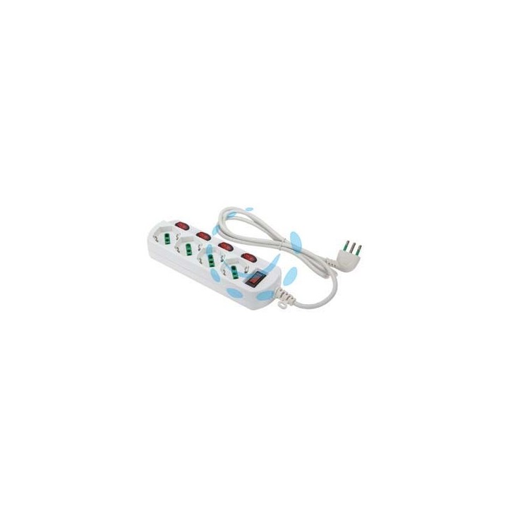 MULTIPRESA 4 POSTI BIPASSO+1SCHUKO C/INTER.SU OGNI PRESA LINEA RETAIL - bianca 474344