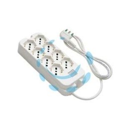 MULTIPRESA 4+4 POSTI BIPASSO + SCHUKO C/INTERR. "LINEA RETAIL" BIANCA - bianca 47440