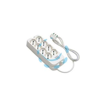 MULTIPRESA 4+4 POSTI BIPASSO + SCHUKO C/INTERR. "LINEA RETAIL" BIANCA - bianca 47440