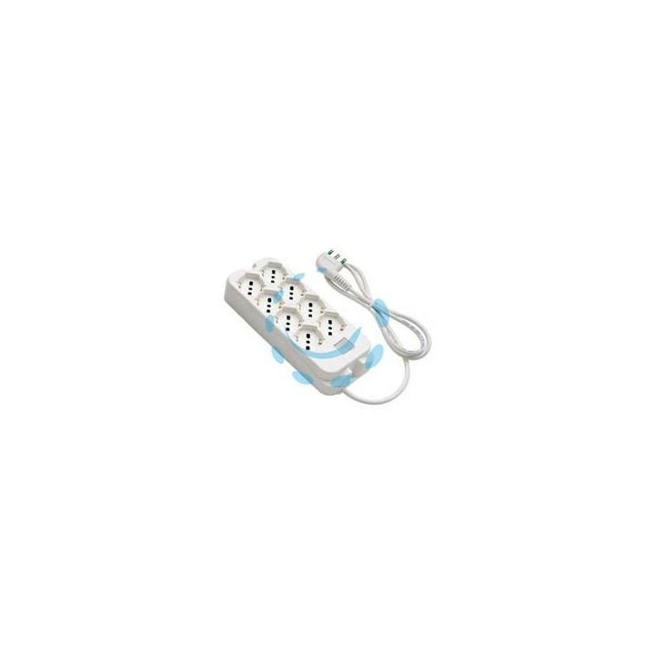 MULTIPRESA 4+4 POSTI BIPASSO + SCHUKO C/INTERR. "LINEA RETAIL" BIANCA - bianca 47440