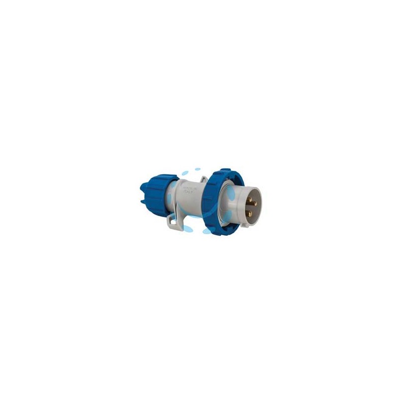 SPINA INDUSTRIALE VOLANTE BLU 2P+T 16A IP67 - cablaggio rapido 70140