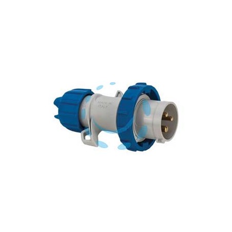 SPINA INDUSTRIALE VOLANTE BLU 2P+T 16A IP67 - cablaggio rapido 70140