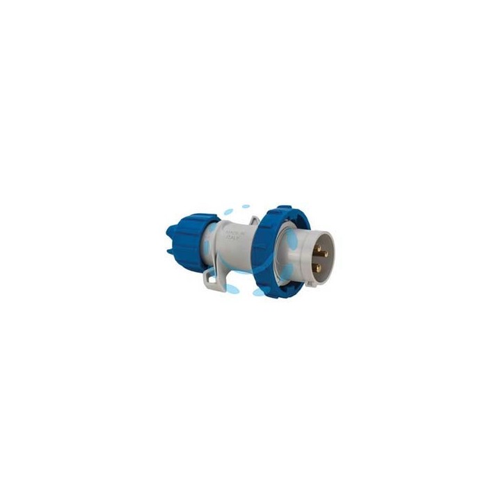 SPINA INDUSTRIALE VOLANTE BLU 2P+T 16A IP67 - cablaggio rapido 70140