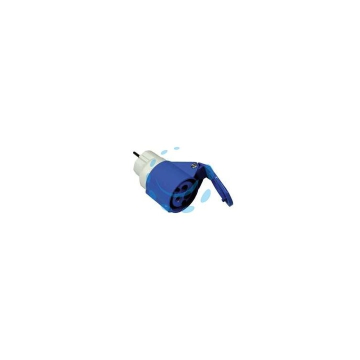 ADATTATORE INDUSTRIALE CON SPINA SCHUKO 16A E PRESA CEE 309 - 16A colore blu 73001