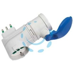 ADATTATORE INDUSTRIALE SPINA 16A PRESA SCHUKO BIP. + CEE IP44 - 16A colore blu 73010