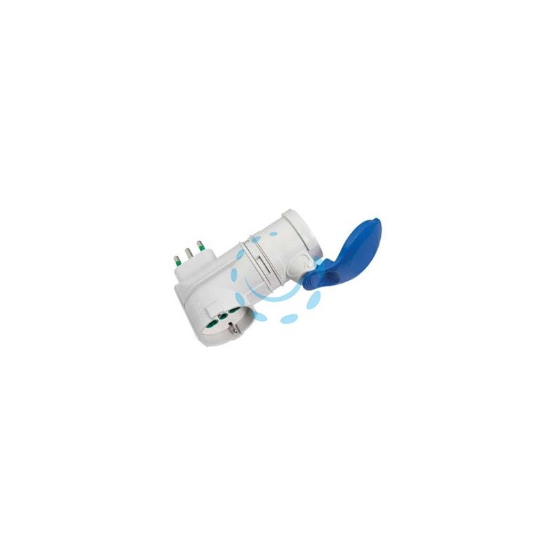 ADATTATORE INDUSTRIALE SPINA 16A PRESA SCHUKO BIP. + CEE IP44 - 16A colore blu 73010
