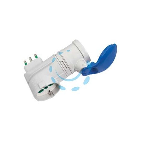 ADATTATORE INDUSTRIALE SPINA 16A PRESA SCHUKO BIP. + CEE IP44 - 16A colore blu 73010