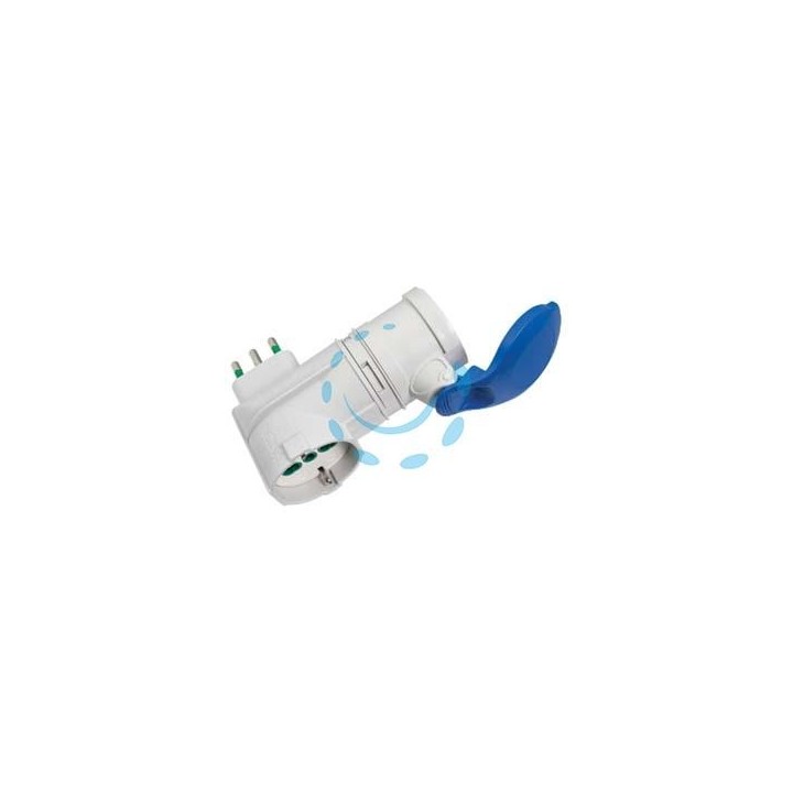 ADATTATORE INDUSTRIALE SPINA 16A PRESA SCHUKO BIP. + CEE IP44 - 16A colore blu 73010
