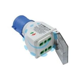 ADATTATORE INDUSTRIALE CON SPINA CEE 309 IP44 E 2 PRESE BIPASSO - 16A colore blu 73101