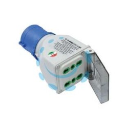 ADATTATORE INDUSTRIALE CON SPINA CEE 309 IP44 E 2 PRESE BIPASSO - 16A colore blu 73101