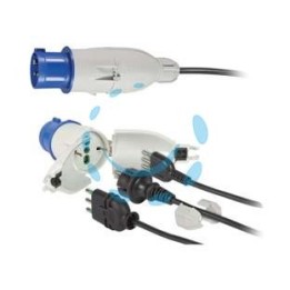 ADATTATORE INDUSTRIALE SPINA 2 POLI + TERRA 16A PER PRESA SCHUKO IP44 - 16A colore blu 73020