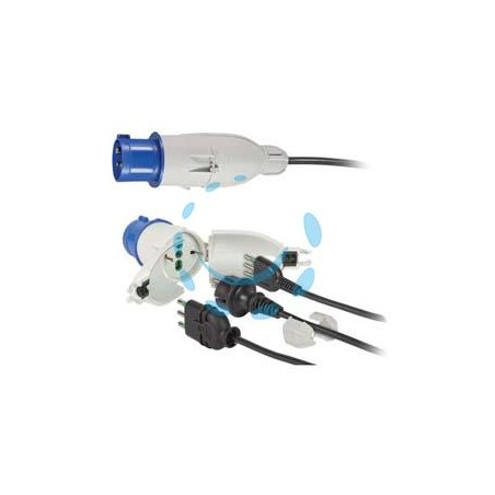 ADATTATORE INDUSTRIALE SPINA 2 POLI + TERRA 16A PER PRESA SCHUKO IP44 - 16A colore blu 73020