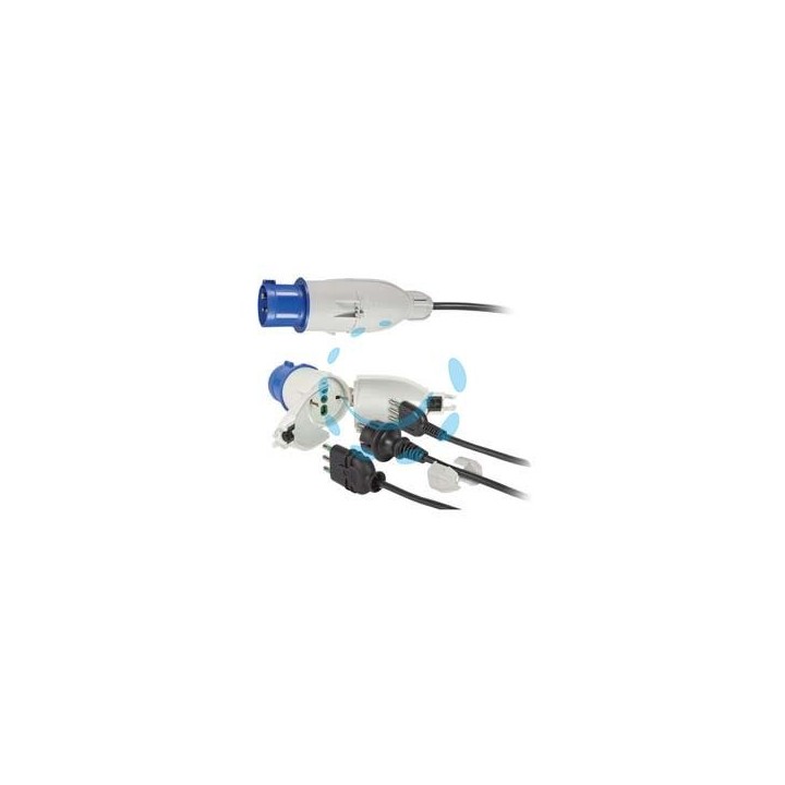 ADATTATORE INDUSTRIALE SPINA 2 POLI + TERRA 16A PER PRESA SCHUKO IP44 - 16A colore blu 73020