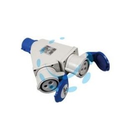 ADATTATORE INDUSTRIALE CON SPINA E 2 PRESE CEE 309 IP44 - 16A colore blu 73105