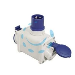ADATTATORE INDUSTRIALE 220V CON SPINA CEE 309 IP44 E 2 PRESE 2P+T - 16A colore blu 73110