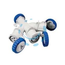 ADATTATORE INDUSTRIALE 220V CON SPINA E 3 PRESE CEE 309 IP67 - 16A colore blu 73120