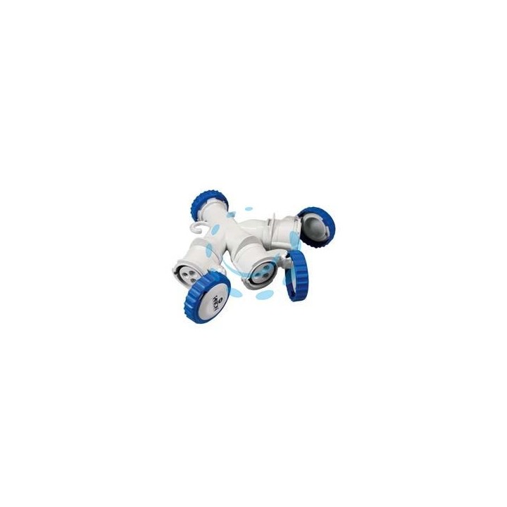 ADATTATORE INDUSTRIALE 220V CON SPINA E 3 PRESE CEE 309 IP67 - 16A colore blu 73120