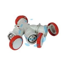 ADATTATORE INDUSTRIALE 380V CON SPINA E 3 PRESE CEE 309 IP67 - 16A colore rosso 73140