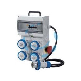 QUADRO KEY BOX ASC CON PULSANTE DI EMERGENZA 4 PRESE INDUSTRIALI IP67 - grigio 74120