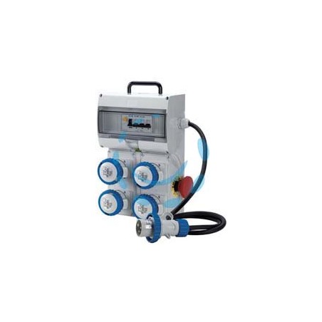 QUADRO KEY BOX ASC CON PULSANTE DI EMERGENZA 4 PRESE INDUSTRIALI IP67 - grigio 74120