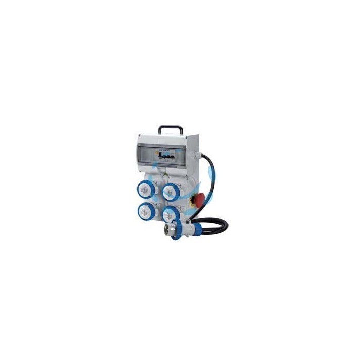 QUADRO KEY BOX ASC CON PULSANTE DI EMERGENZA 4 PRESE INDUSTRIALI IP67 - grigio 74120