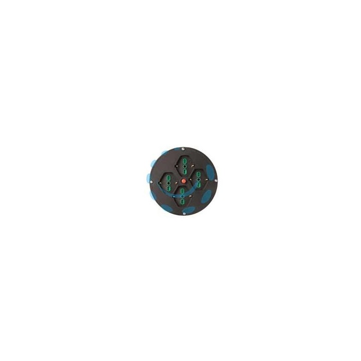 DISCO 4 PRESE 2 POLI + TERRA 16A PER AVVOLGICAVO MM.145 BIPASSO SCHUKO - nero 01906