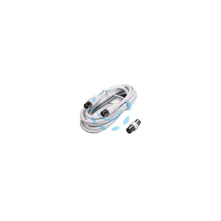 PROLUNGA TV CON CAVO COAX SPINA MASCHIO-FEMMINA + ADATTATORE MASCHIO - mt.2 bianca 31000